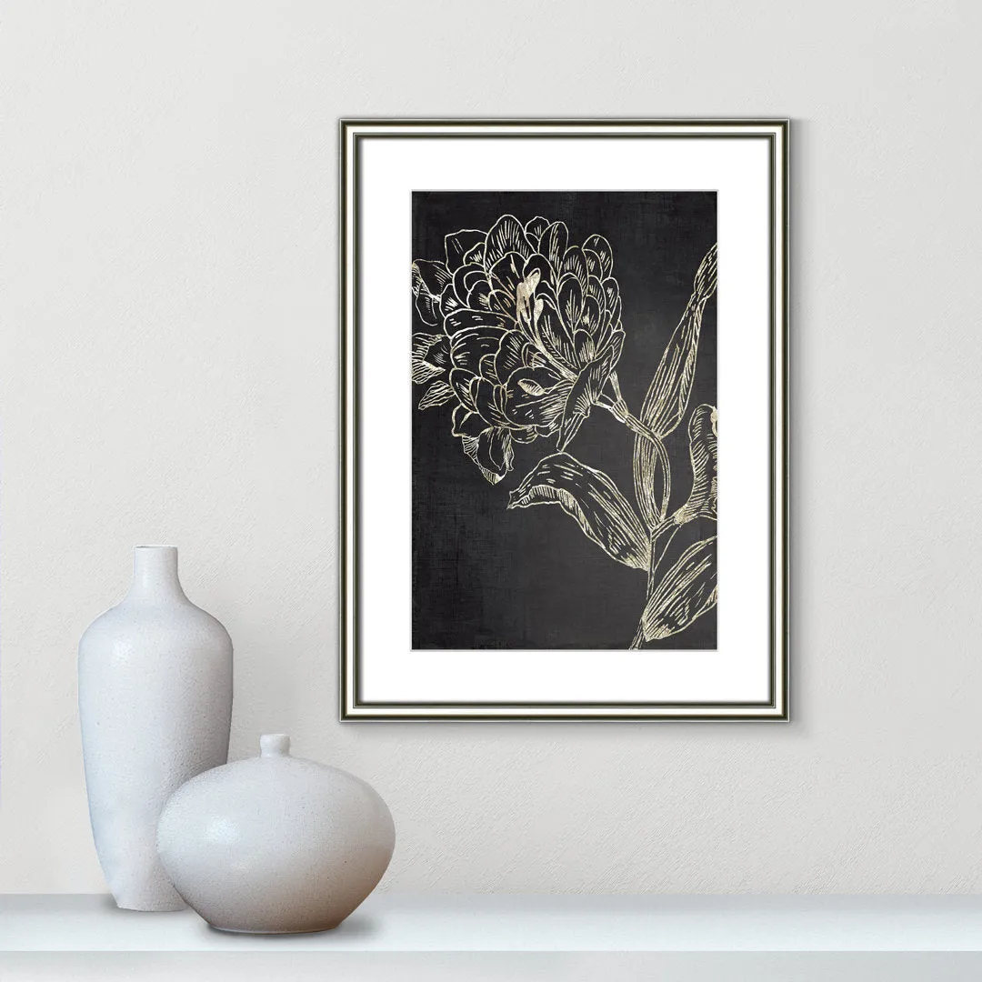 Golden Flower Folklore II by Asia Jensen - Picture Frame Graphic Art Joss & Main Size: 24.25" H x 18.25" W  Format: Silver Framed