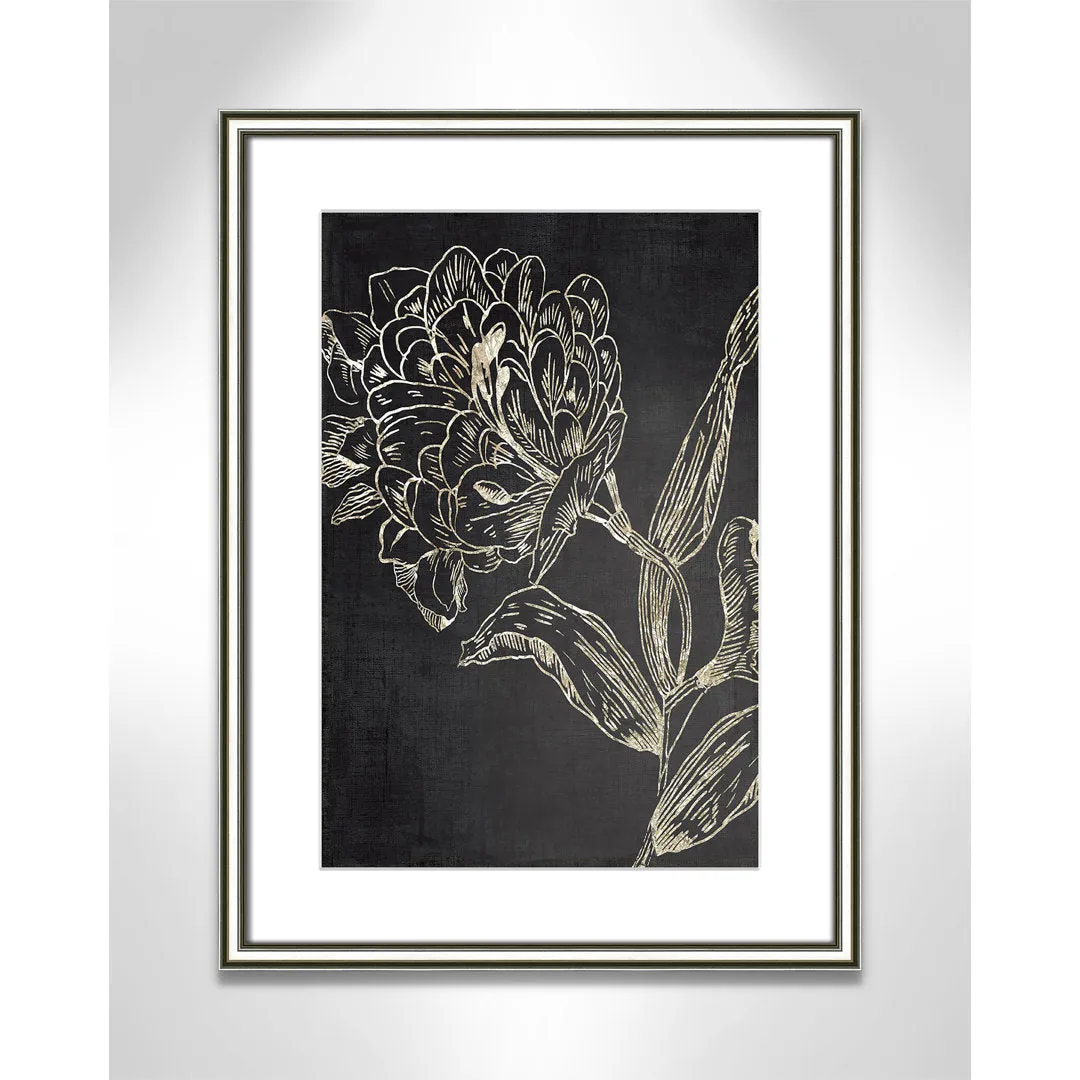 Golden Flower Folklore II by Asia Jensen - Picture Frame Graphic Art Joss & Main Size: 24.25" H x 18.25" W  Format: Silver Framed