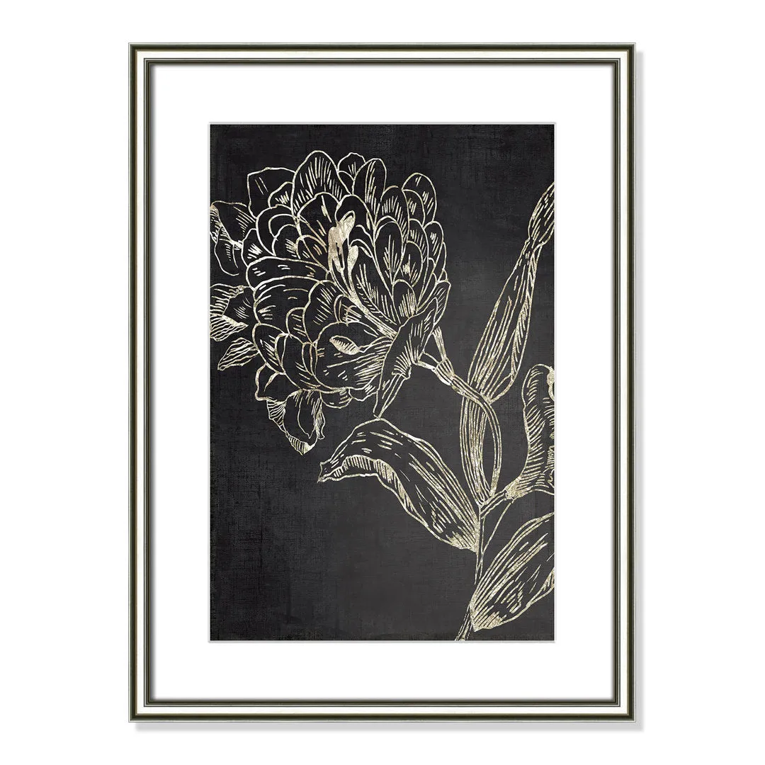 Golden Flower Folklore II by Asia Jensen - Picture Frame Graphic Art Joss & Main Size: 24.25" H x 18.25" W  Format: Silver Framed
