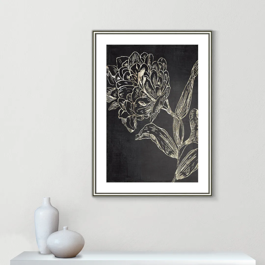 Golden Flower Folklore II by Asia Jensen - Picture Frame Graphic Art Joss & Main Size: 36.75" H x 26.75" W  Format: Silver Framed