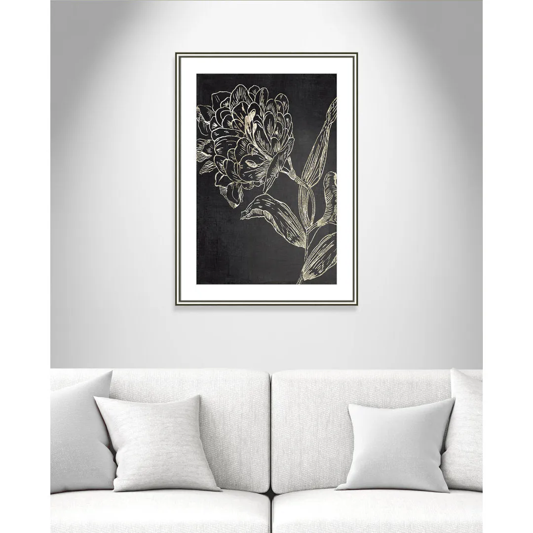 Golden Flower Folklore II by Asia Jensen - Picture Frame Graphic Art Joss & Main Size: 36.75" H x 26.75" W  Format: Silver Framed