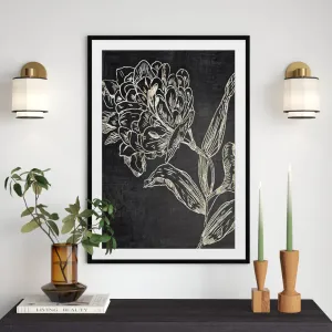 Golden Flower Folklore II by Asia Jensen - Picture Frame Graphic Art Joss & Main Size: 41.5" H x 29.5" W  Format: Black Wood Grain Framed