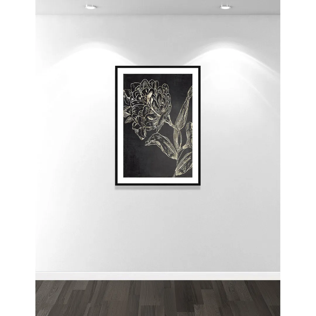 Golden Flower Folklore II by Asia Jensen - Picture Frame Graphic Art Joss & Main Size: 41.5" H x 29.5" W  Format: Black Wood Grain Framed