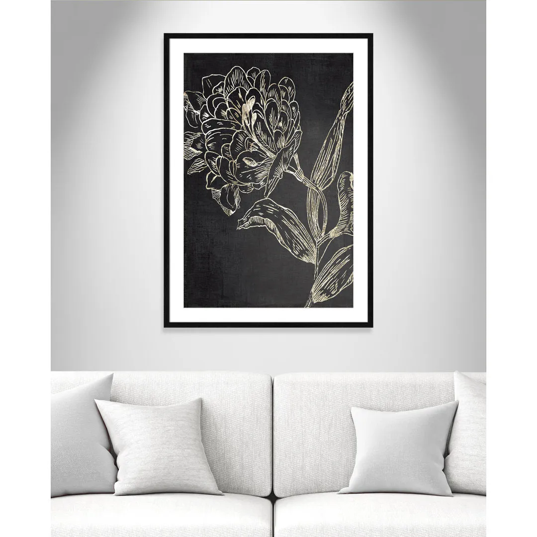 Golden Flower Folklore II by Asia Jensen - Picture Frame Graphic Art Joss & Main Size: 41.5" H x 29.5" W  Format: Black Wood Grain Framed