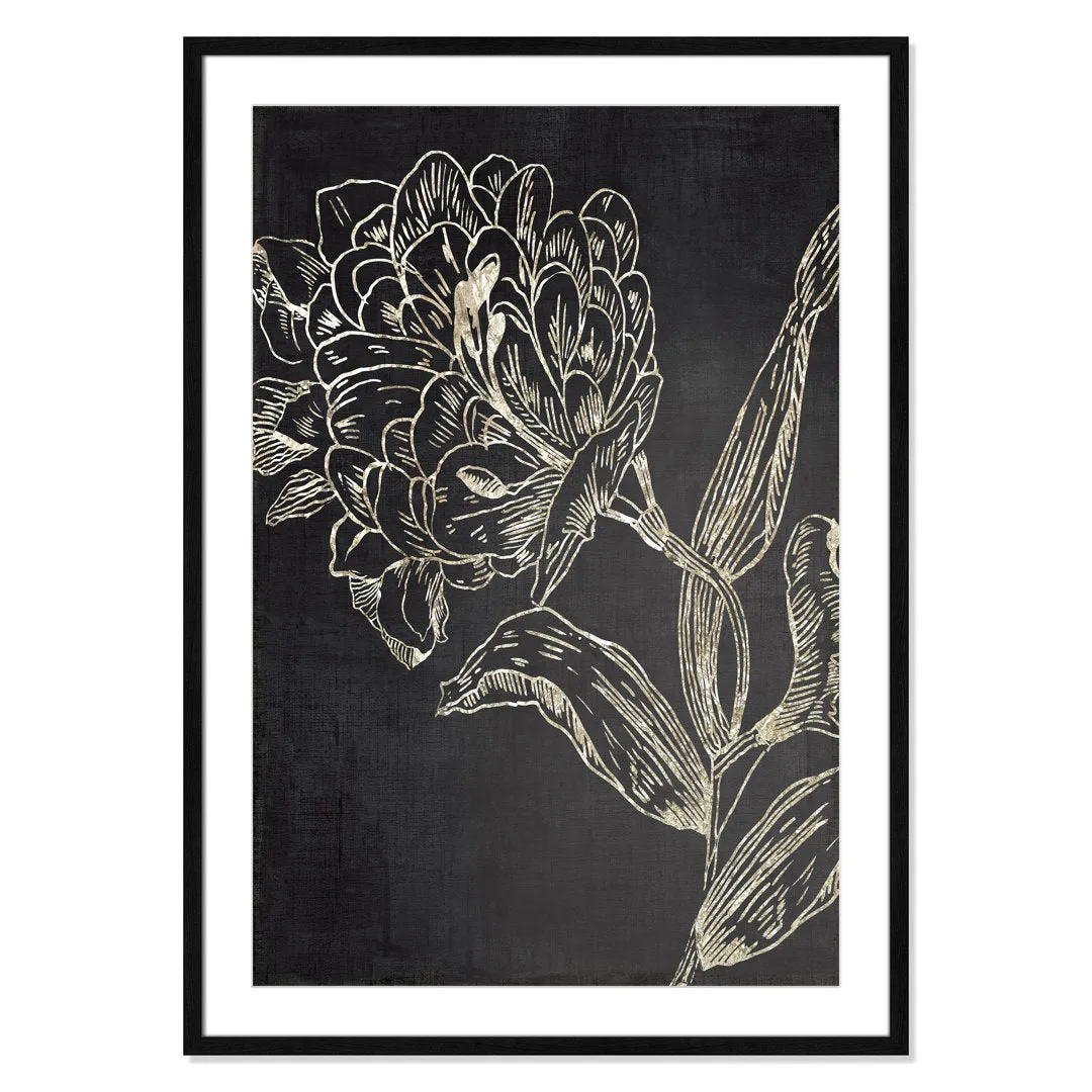 Golden Flower Folklore II by Asia Jensen - Picture Frame Graphic Art Joss & Main Size: 41.5" H x 29.5" W  Format: Black Wood Grain Framed