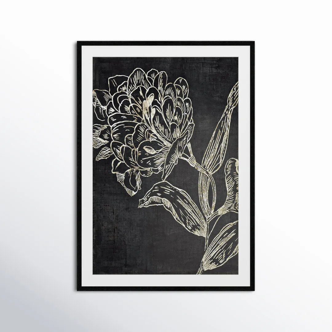 Golden Flower Folklore II by Asia Jensen - Picture Frame Graphic Art Joss & Main Size: 41.5" H x 29.5" W  Format: Black Wood Grain Framed