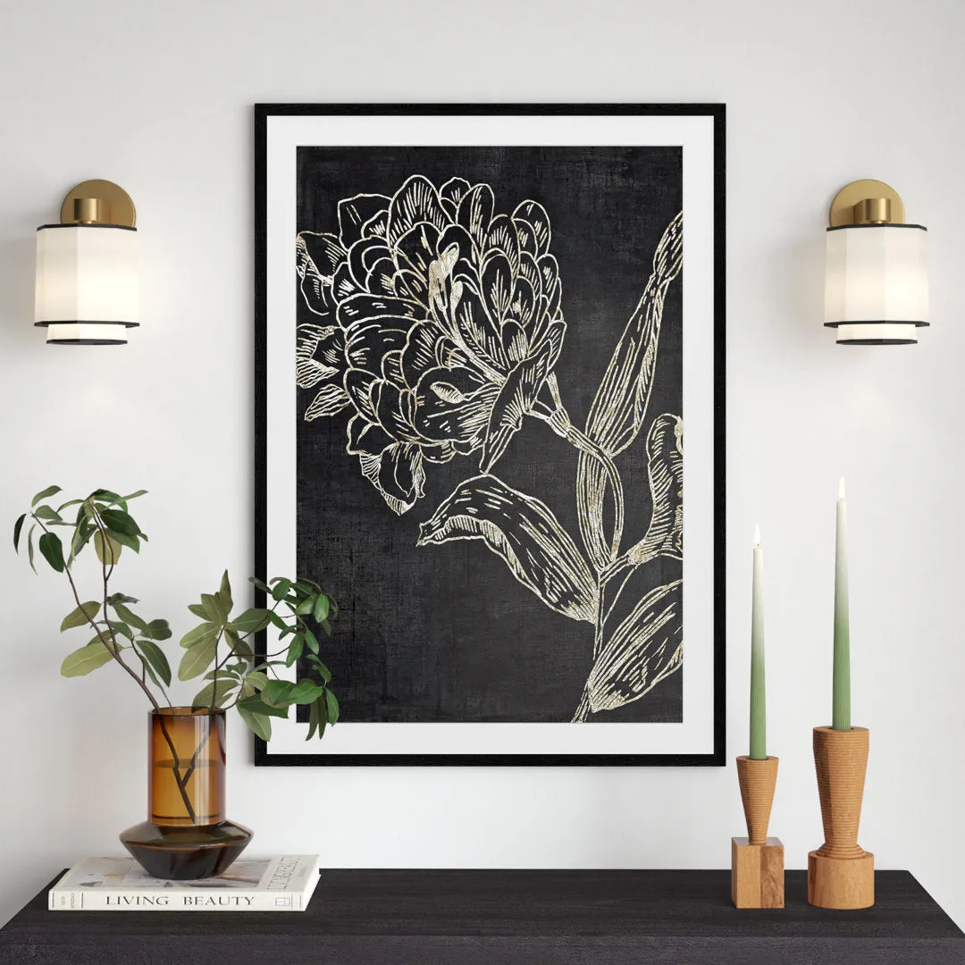 Golden Flower Folklore II by Asia Jensen - Picture Frame Graphic Art Joss & Main Size: 41.5" H x 29.5" W  Format: Black Wood Grain Framed