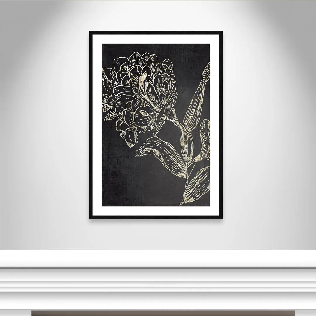 Golden Flower Folklore II by Asia Jensen - Picture Frame Graphic Art Joss & Main Size: 41.5" H x 29.5" W  Format: Black Wood Grain Framed