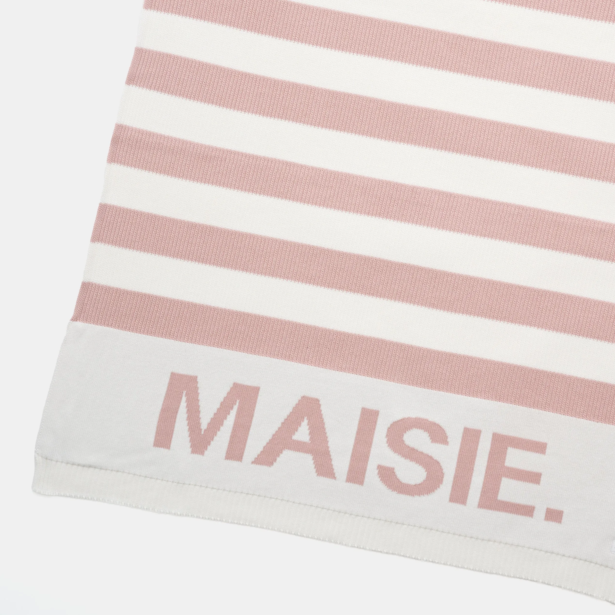 Hamptons Stripe Name Blanket - Ballet Pink