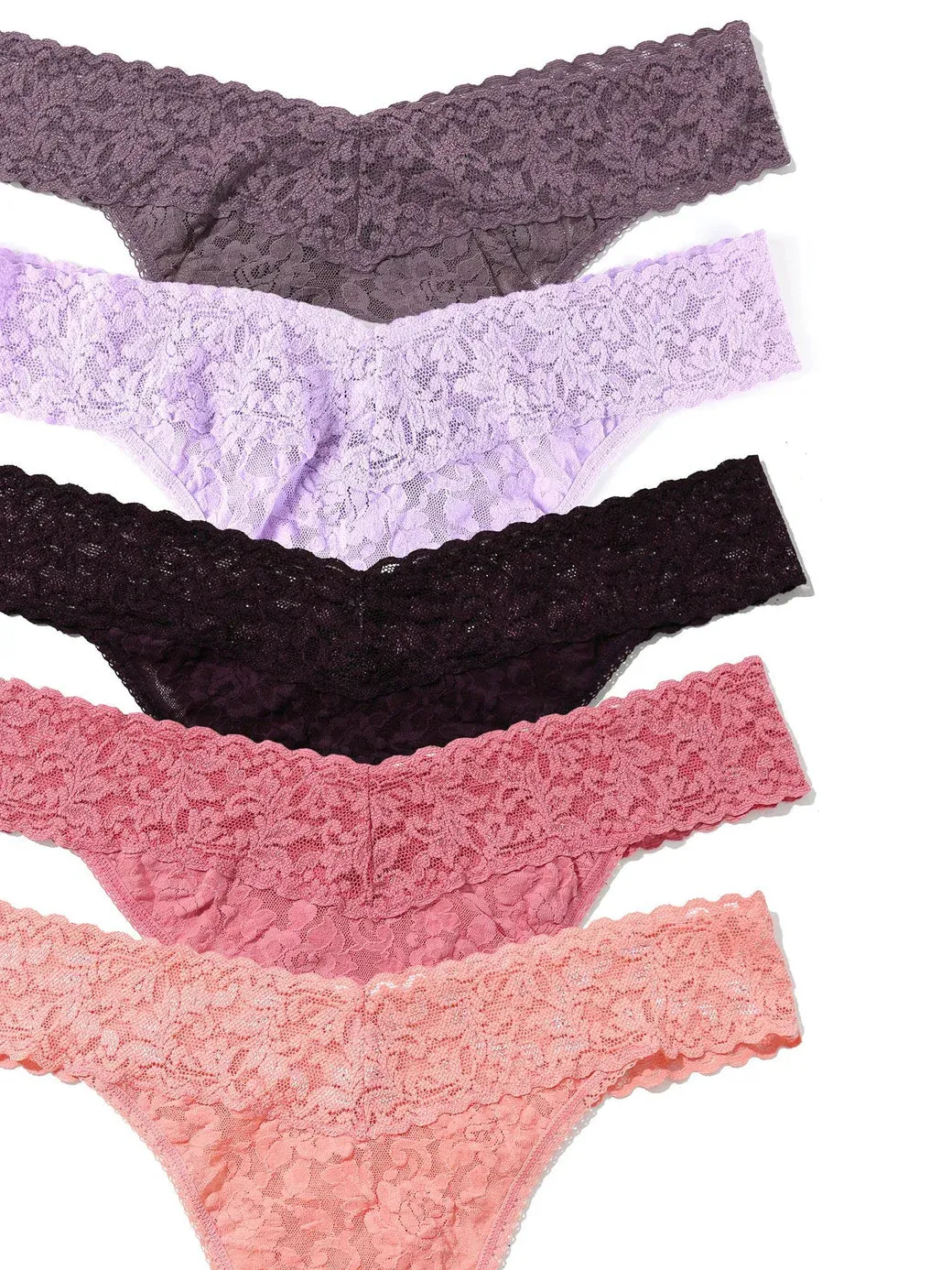 HANKY PANKY 5 Pack Signature Lace Original Rise Thongs (Ballet Pink)