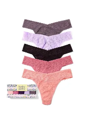 HANKY PANKY 5 Pack Signature Lace Original Rise Thongs (Ballet Pink)
