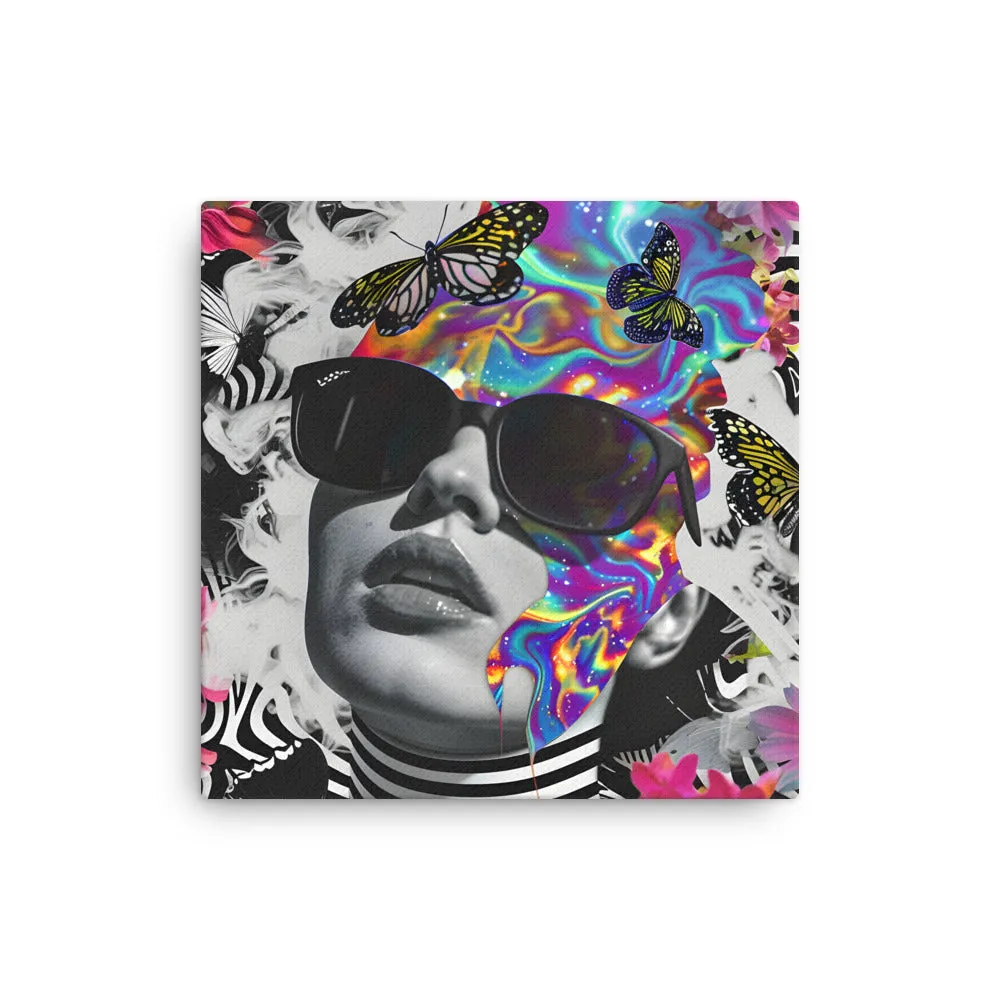Harmony in Hues: Butterfly Dreams - psychedelic wall art - Thin canvas