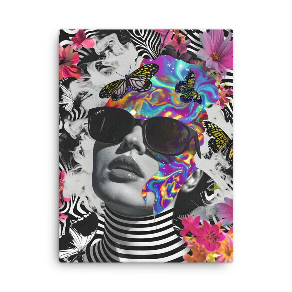 Harmony in Hues: Butterfly Dreams - psychedelic wall art - Thin canvas