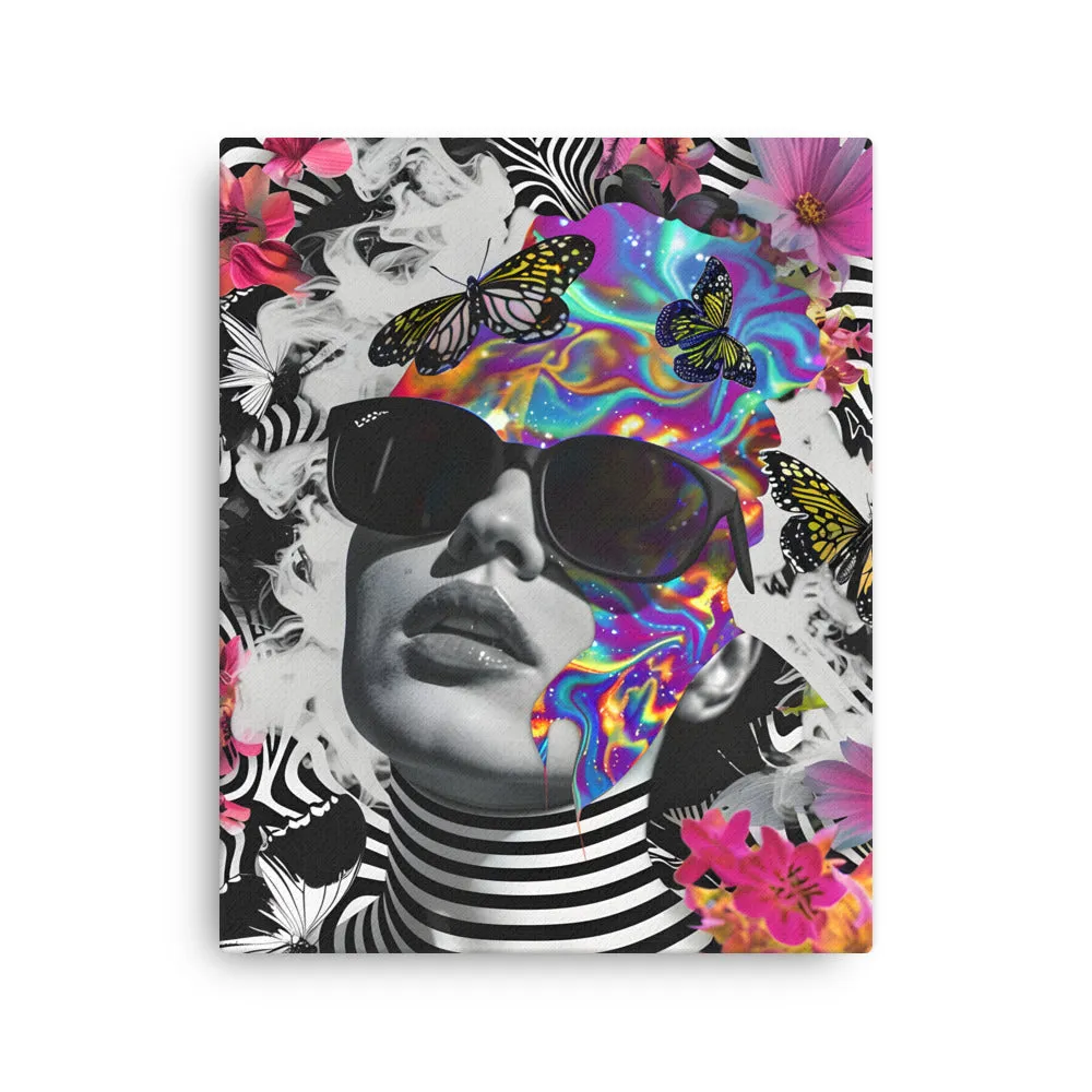 Harmony in Hues: Butterfly Dreams - psychedelic wall art - Thin canvas