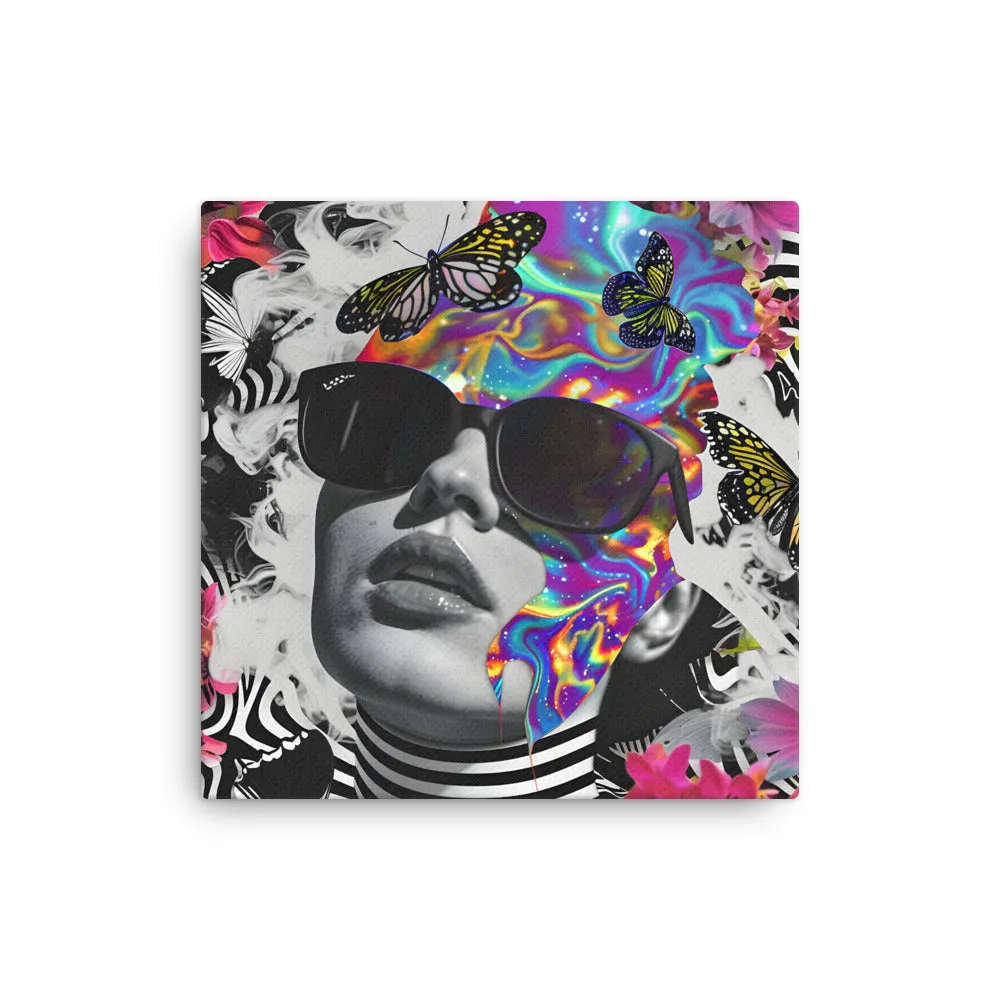 Harmony in Hues: Butterfly Dreams - psychedelic wall art - Thin canvas