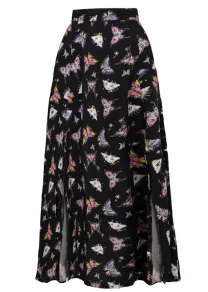 Hell Bunny Kocho Butterfly 50's Skirt Black