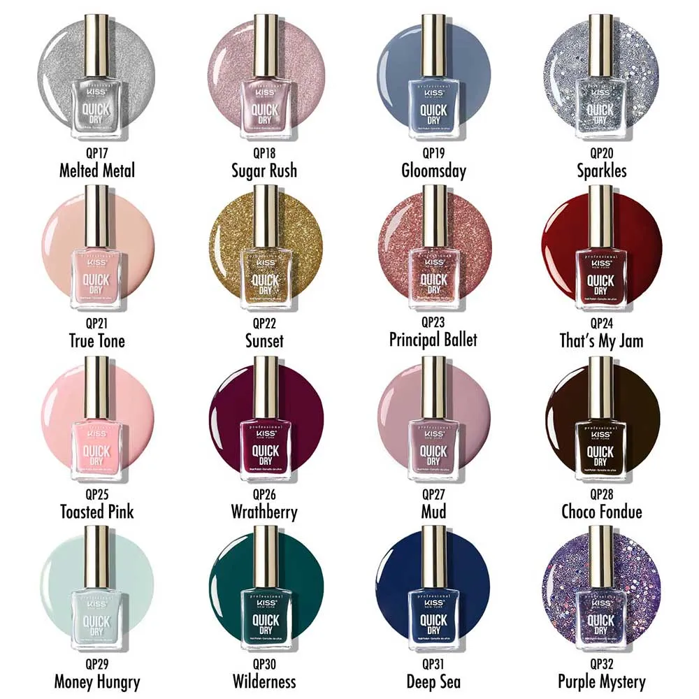 KISS NEW YORK PROFESSIONAL – Quick Dry Nail Polish | Just One Minute! | Shades 17–32