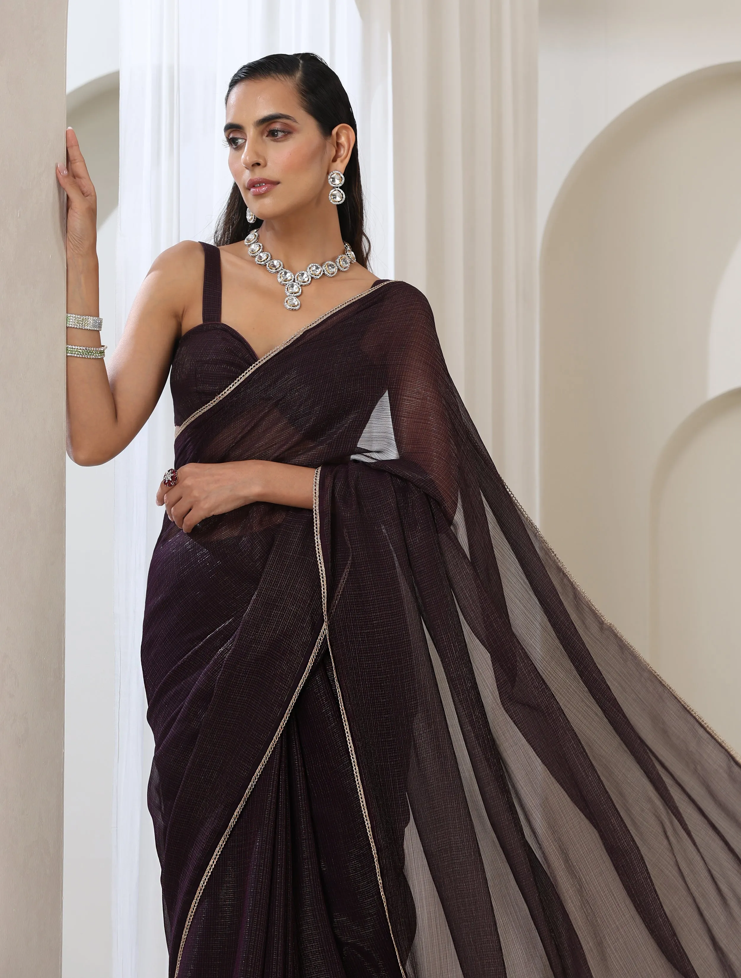 Lincoln Park Kota Saree with Lace and Blouse Fabric