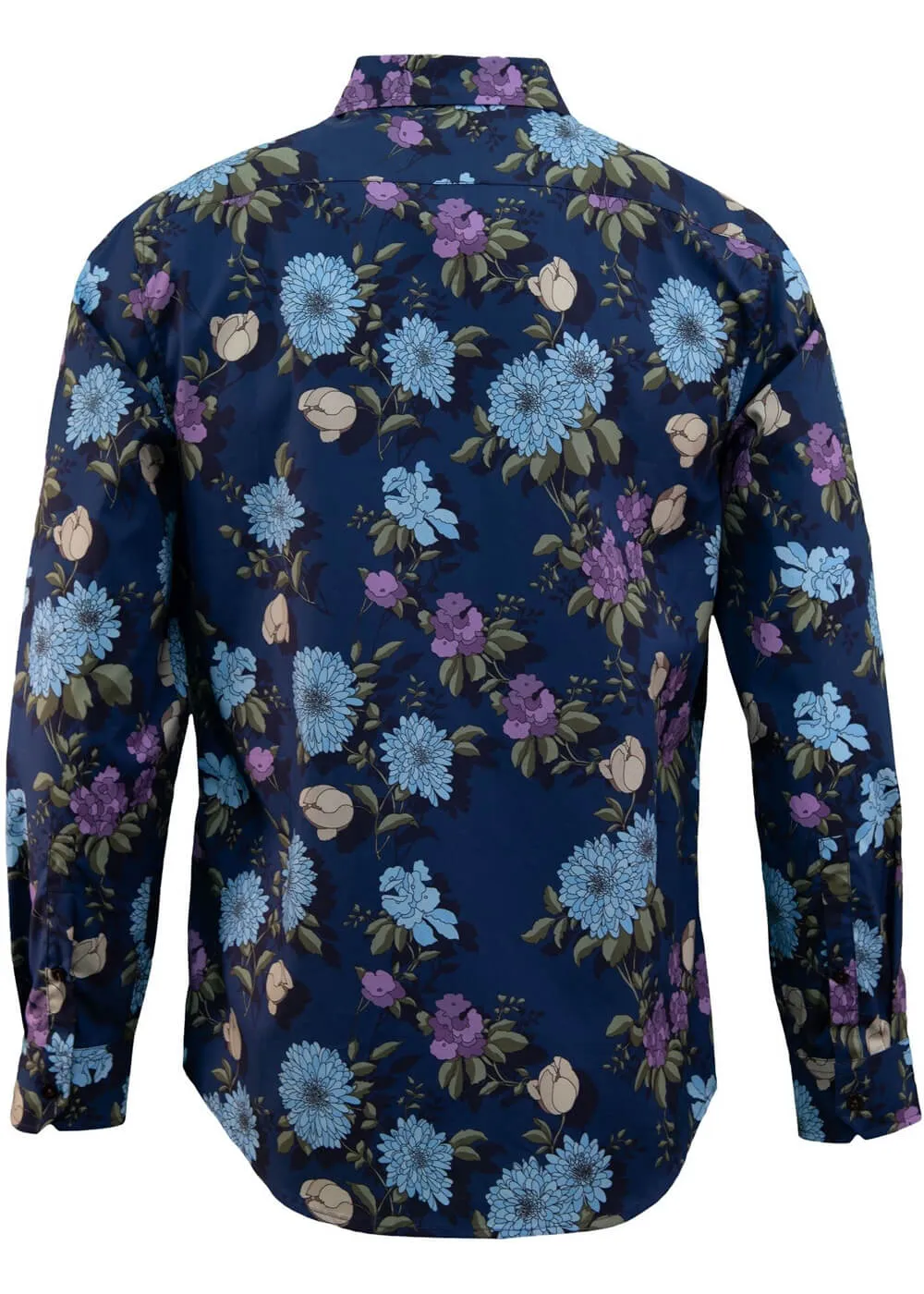 Lords of Harlech Nigel Augustus Floral Shirt Navy