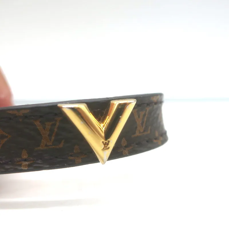 Louis Vuitton Essential V Bracelet Brown Monogram Canvas Size 17