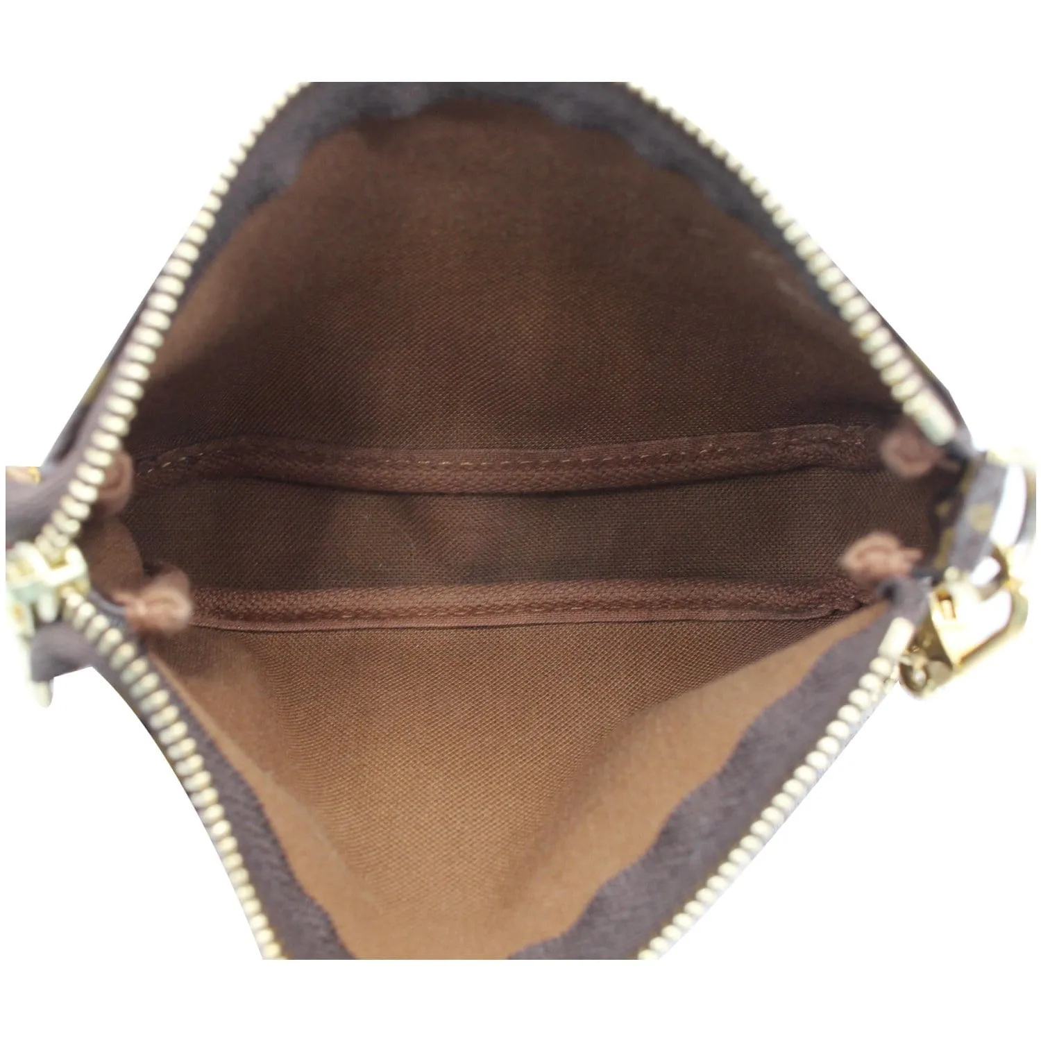 LOUIS VUITTON Mini Pochette Monogram Canvas Accessoires Pouch Brown