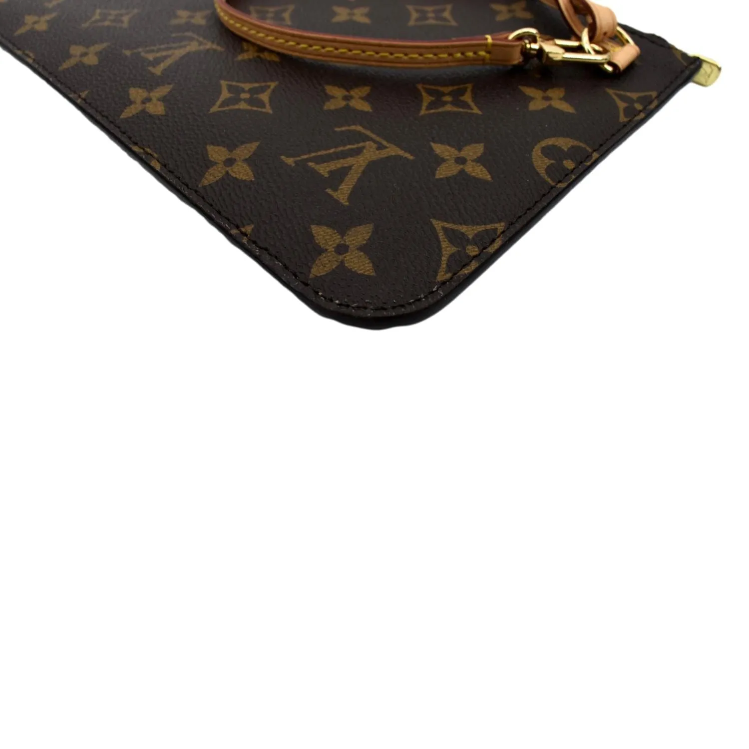 LOUIS VUITTON  Neverfull Monogram Canvas Pochette Wristlet Pouch Brown