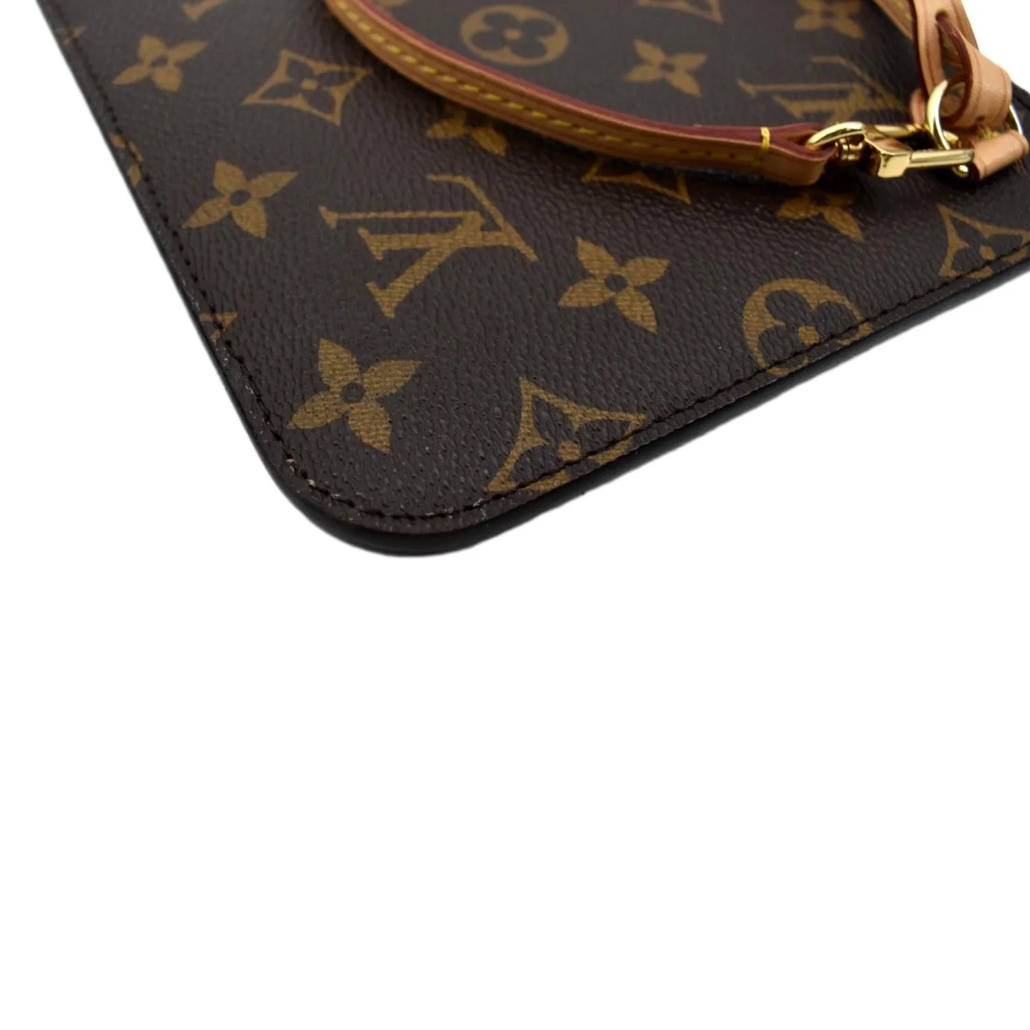 LOUIS VUITTON  Neverfull Monogram Canvas Pochette Wristlet Pouch Brown