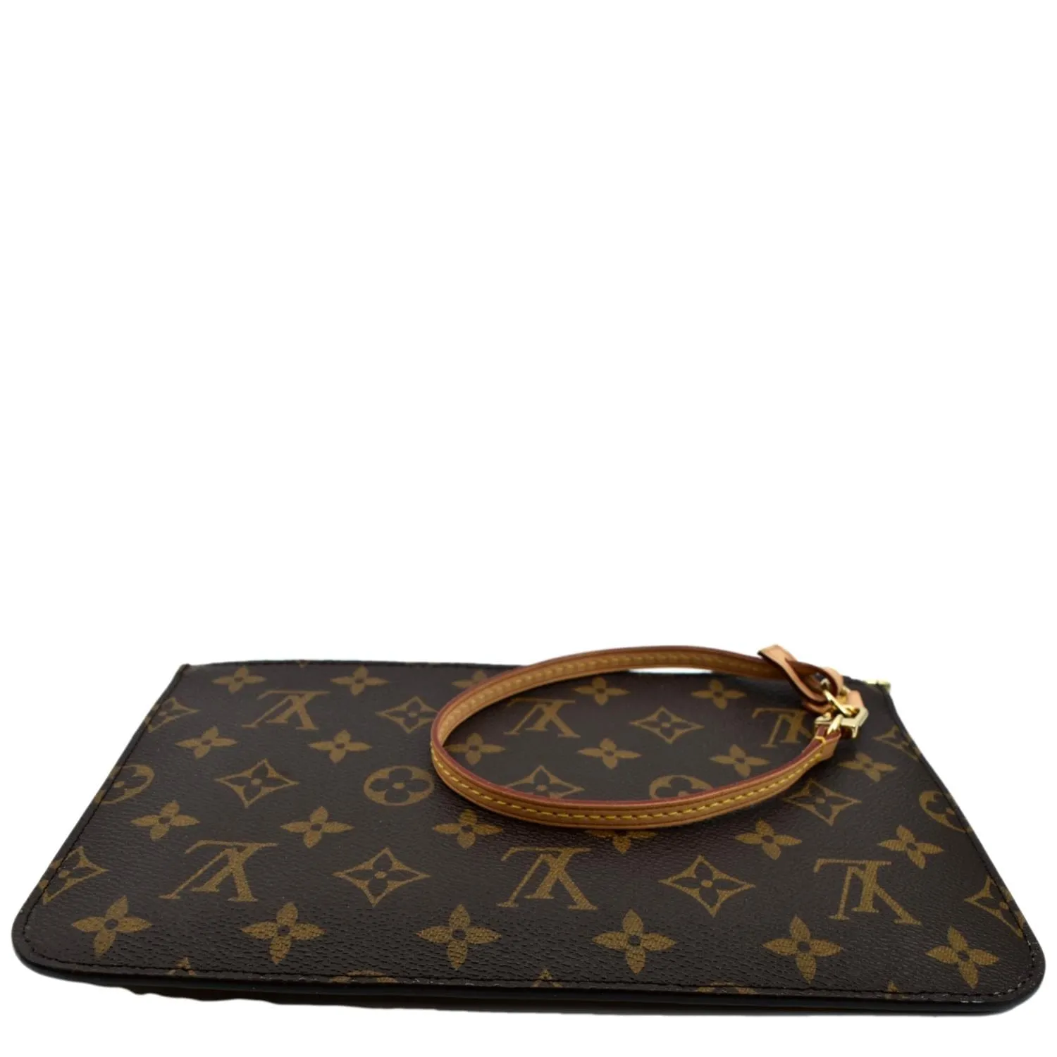 LOUIS VUITTON  Neverfull Monogram Canvas Pochette Wristlet Pouch Brown