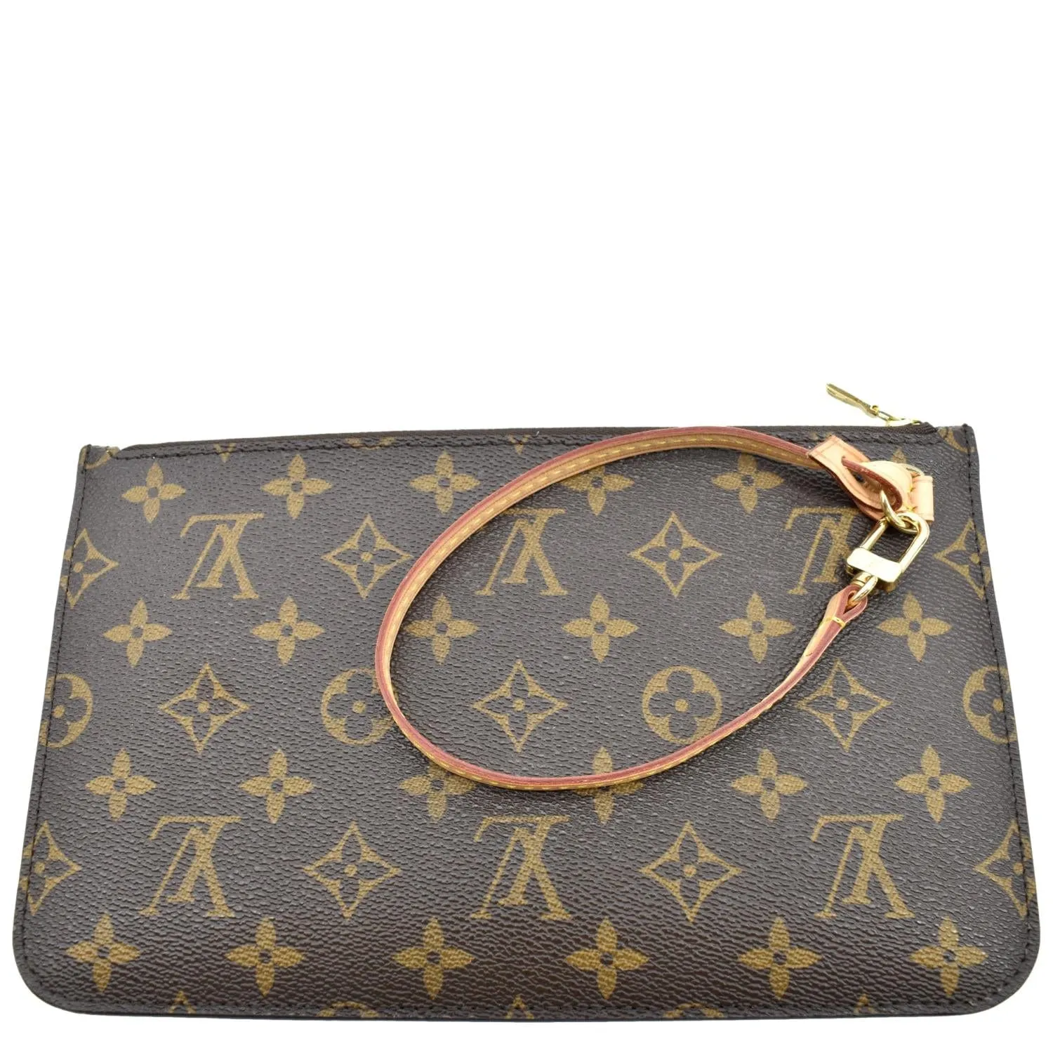 LOUIS VUITTON  Neverfull Monogram Canvas Pochette Wristlet Pouch Brown