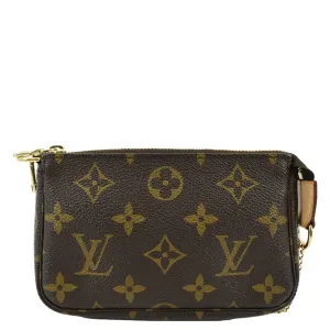 LOUIS VUITTON Pochette Mini Monogram Canvas Accessoires Pouch Brown