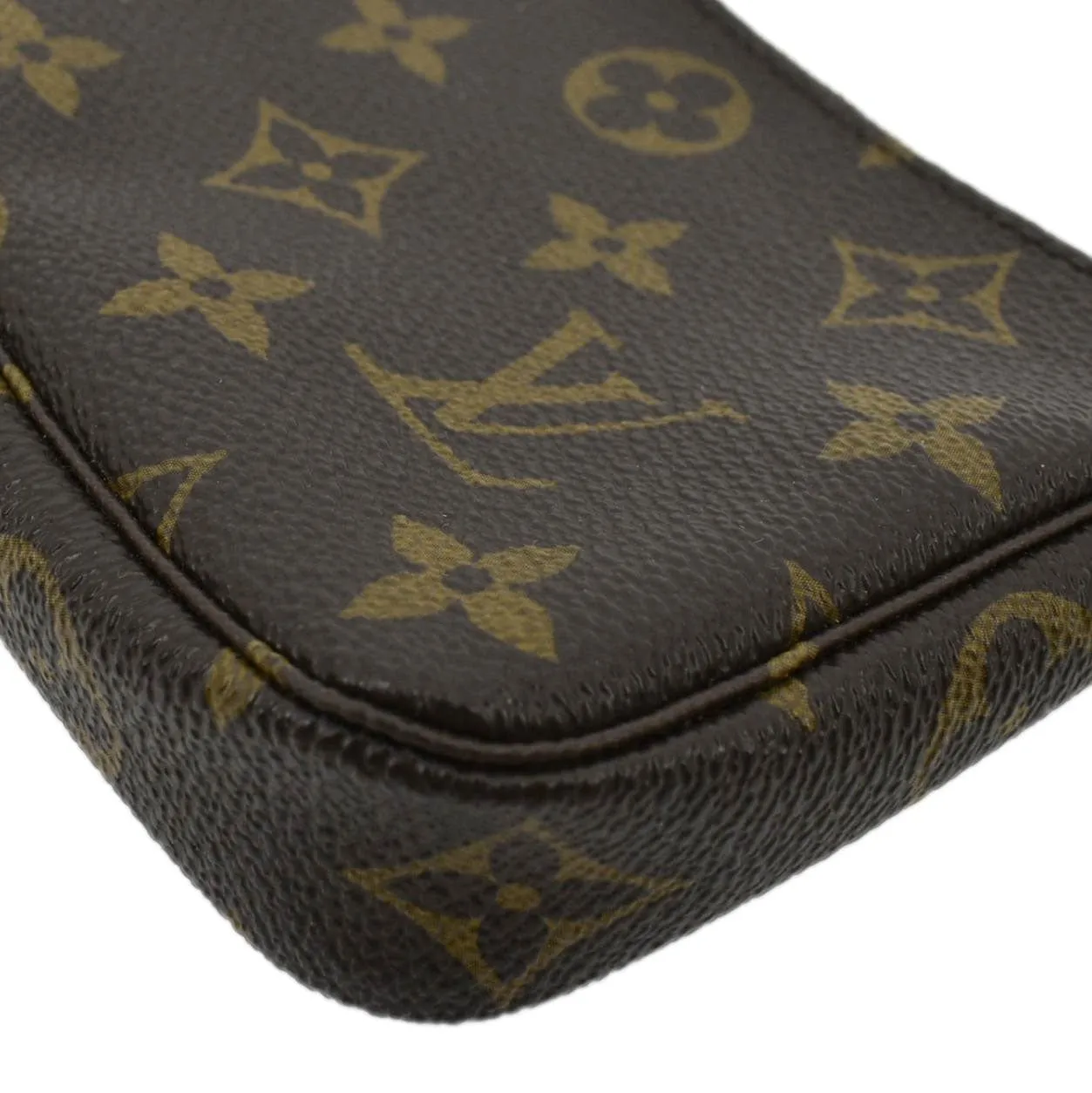 LOUIS VUITTON Pochette Mini Monogram Canvas Accessoires Pouch Brown