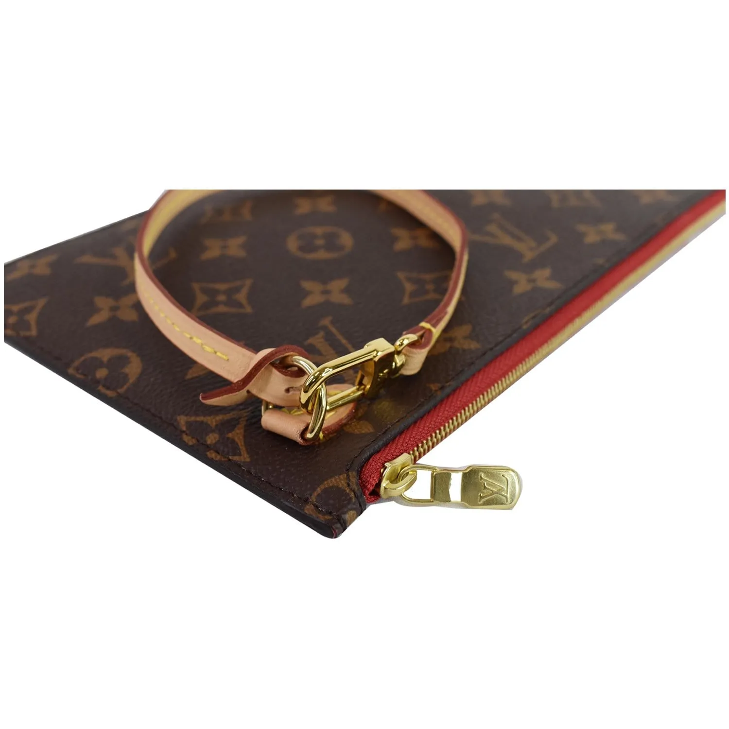 LOUIS VUITTON Pochette Wristlet Pouch Monogram Canvas Neverfull MM Brown