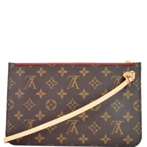LOUIS VUITTON Pochette Wristlet Pouch Monogram Canvas Neverfull MM Brown