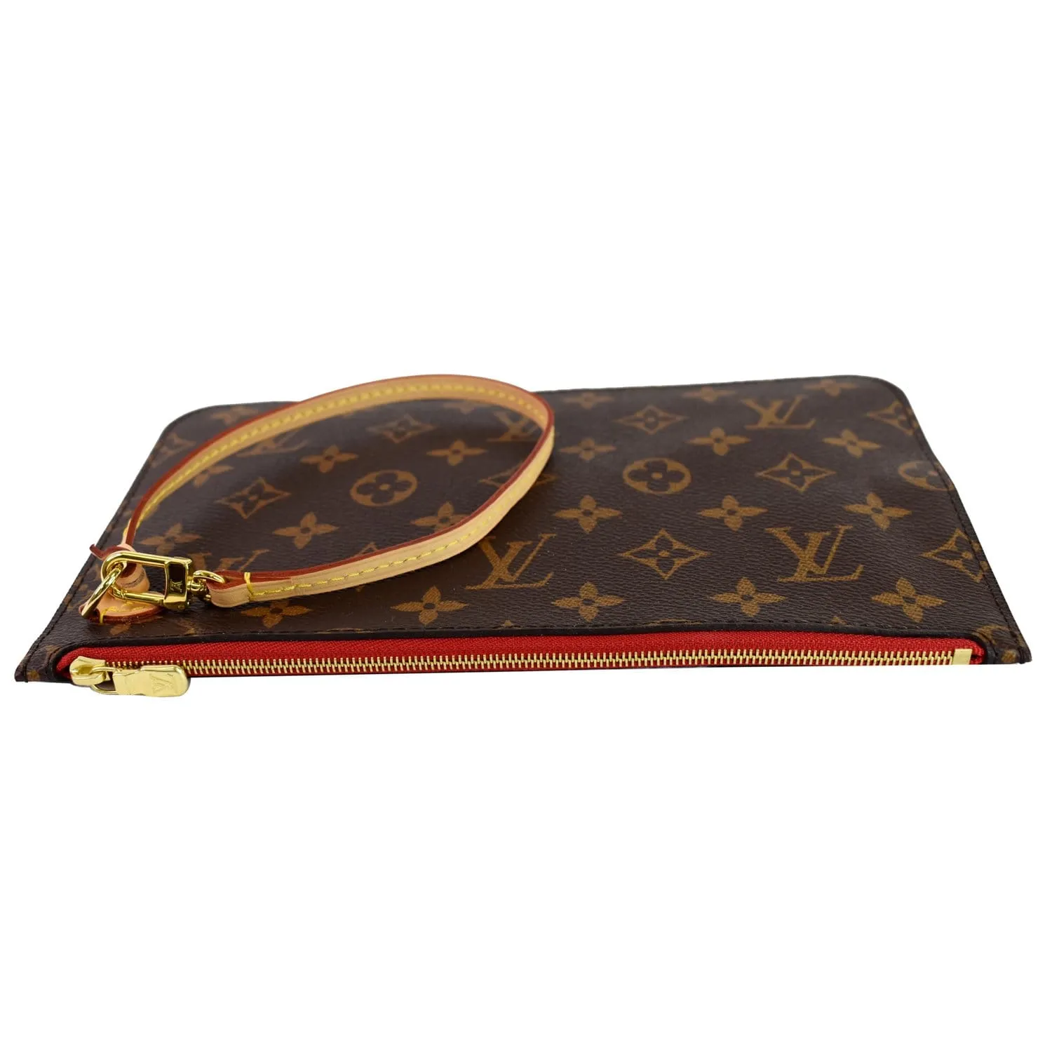 LOUIS VUITTON Pochette Wristlet Pouch Monogram Canvas Neverfull MM Brown