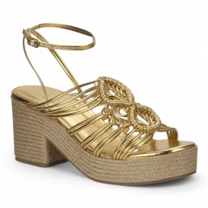 Love Rio Marigold Strappy Rope Wedge - Gold