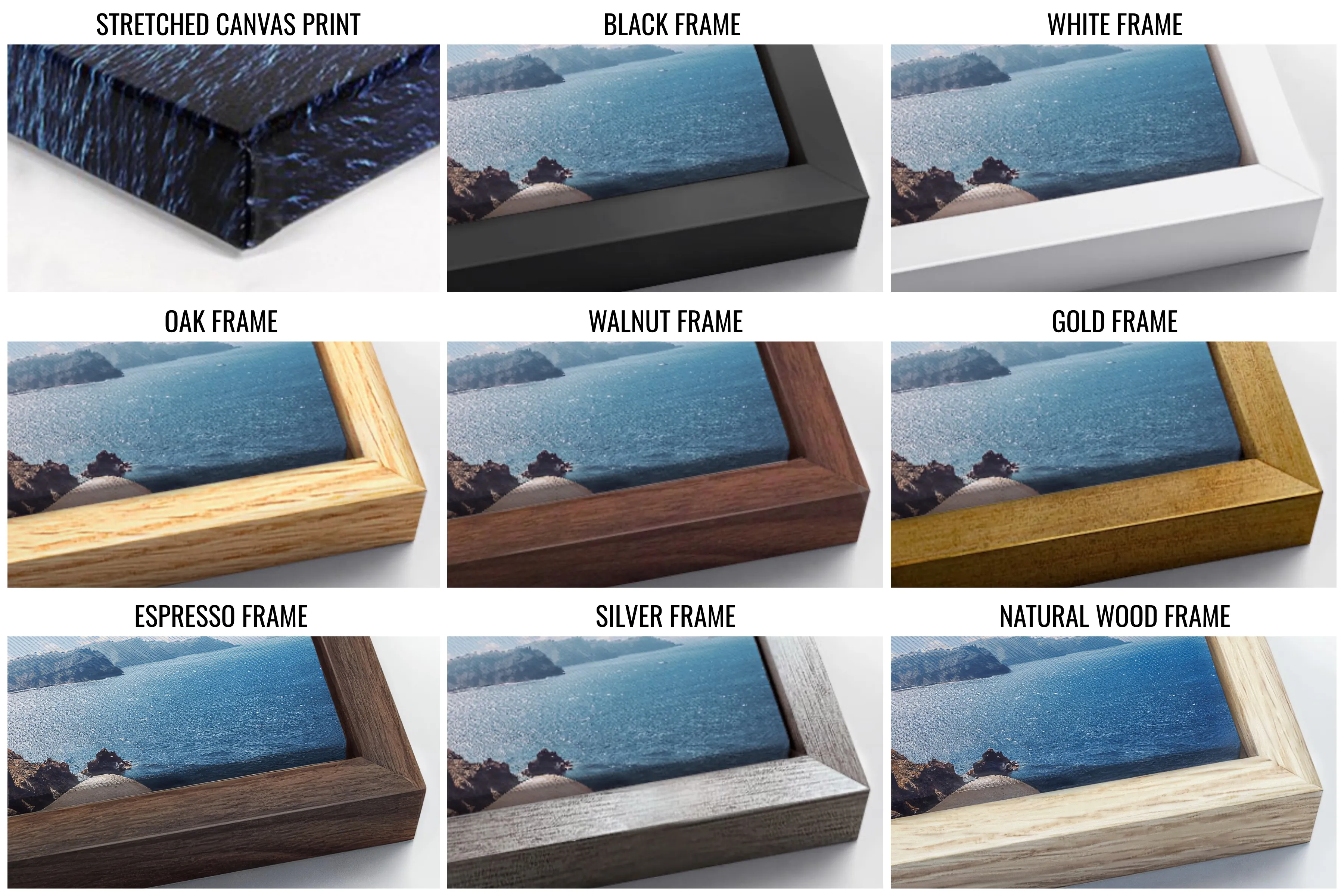 Modern Beach Landscape Framed Canvas Coastal Wall Art