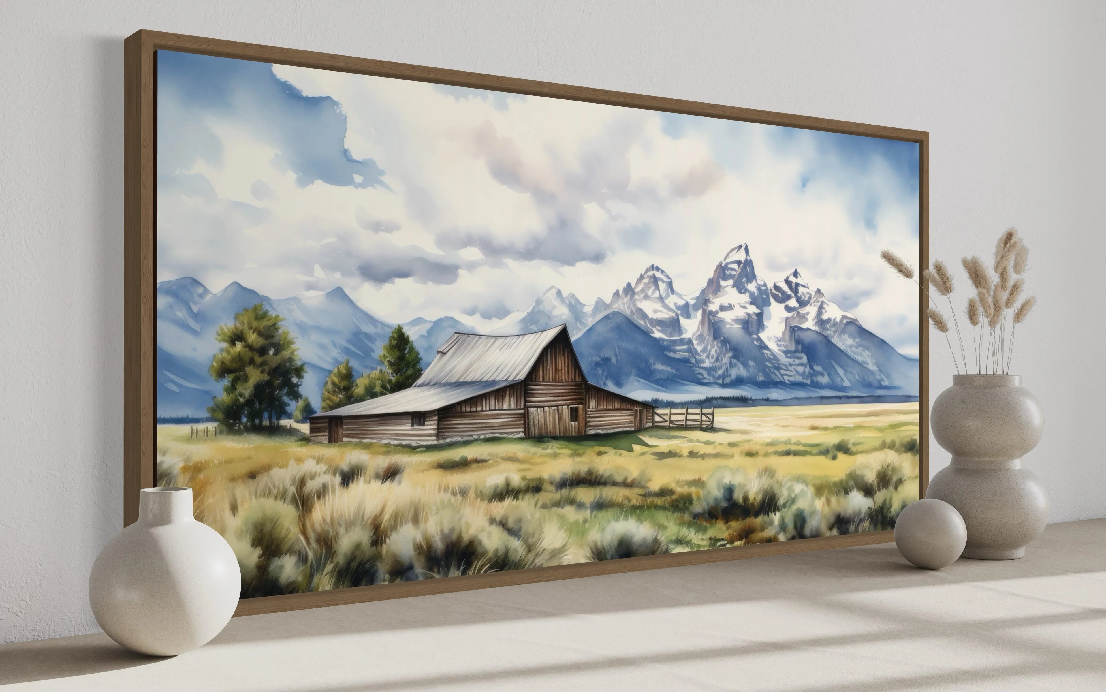 Moulton Barn In Grand Teton National Park Framed Canvas Wall Art