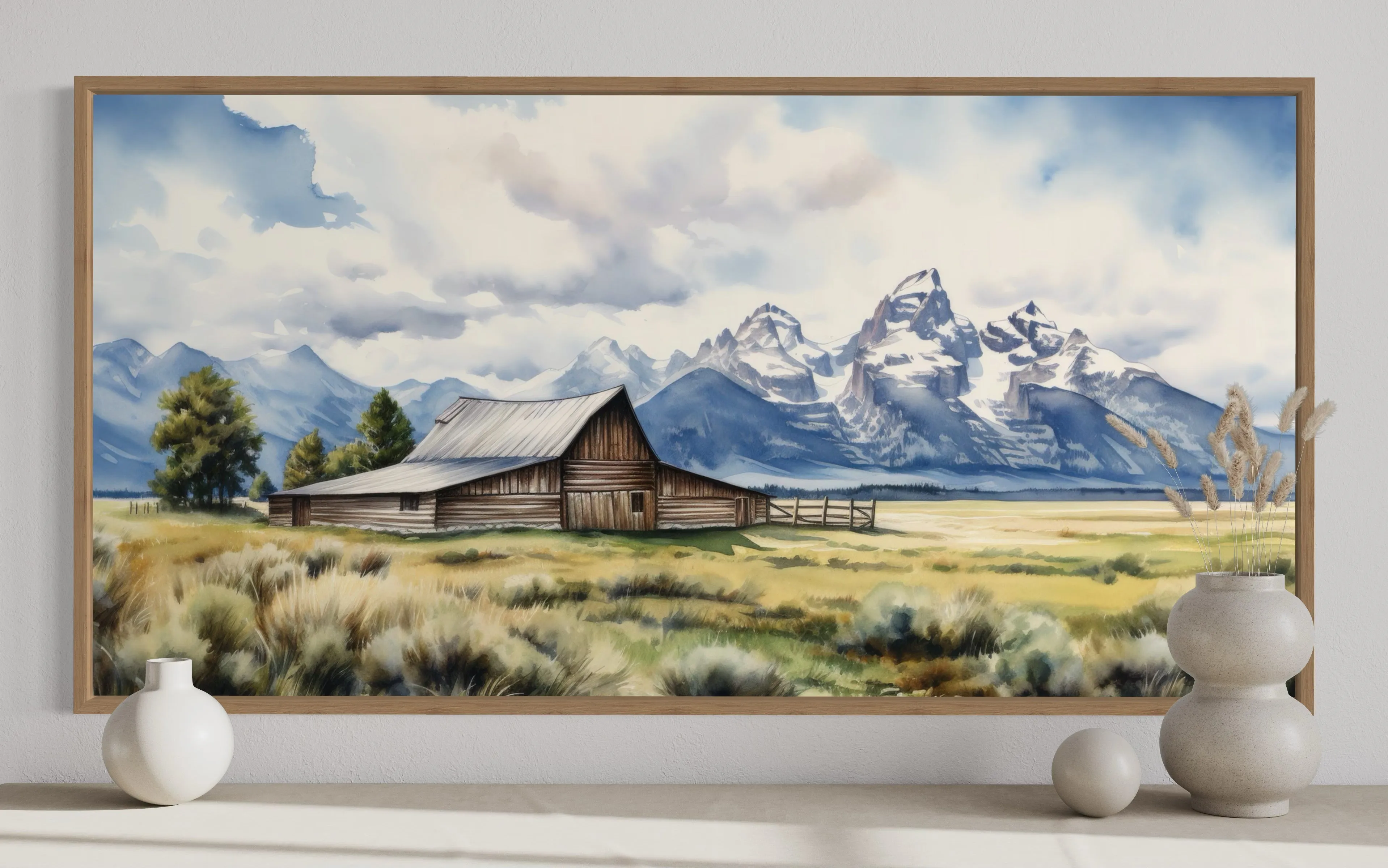 Moulton Barn In Grand Teton National Park Framed Canvas Wall Art