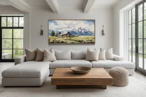 Moulton Barn In Grand Teton National Park Framed Canvas Wall Art