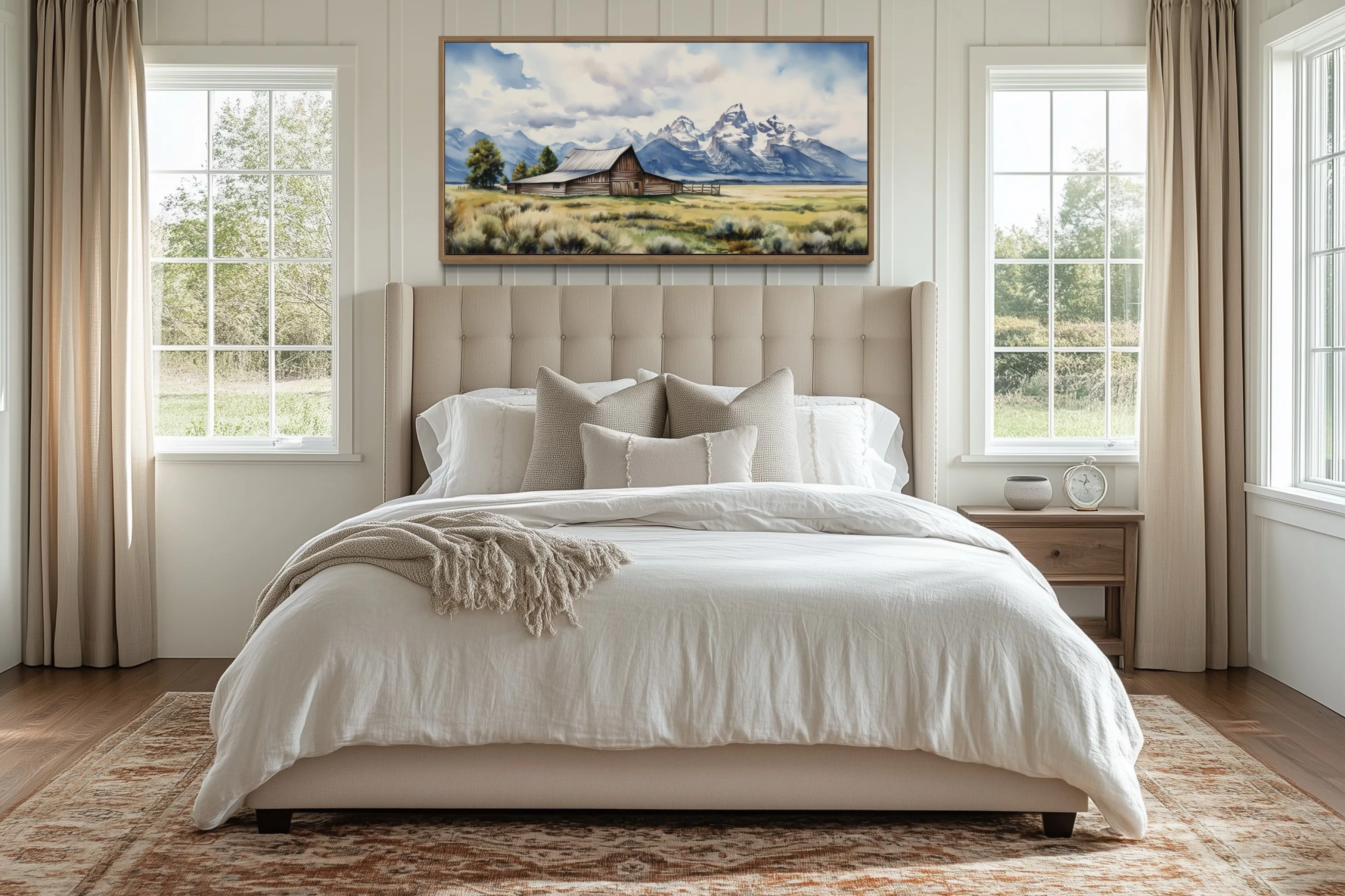 Moulton Barn In Grand Teton National Park Framed Canvas Wall Art