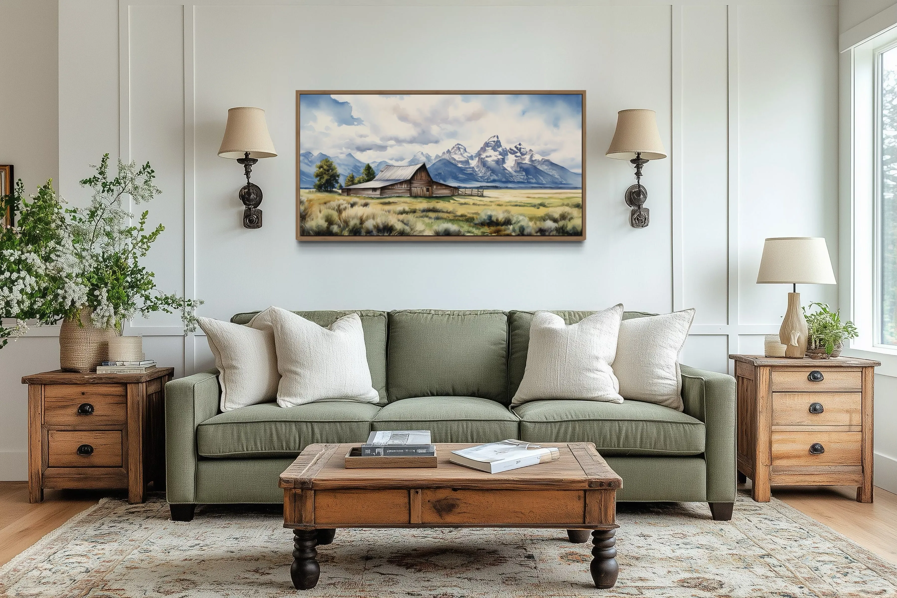 Moulton Barn In Grand Teton National Park Framed Canvas Wall Art