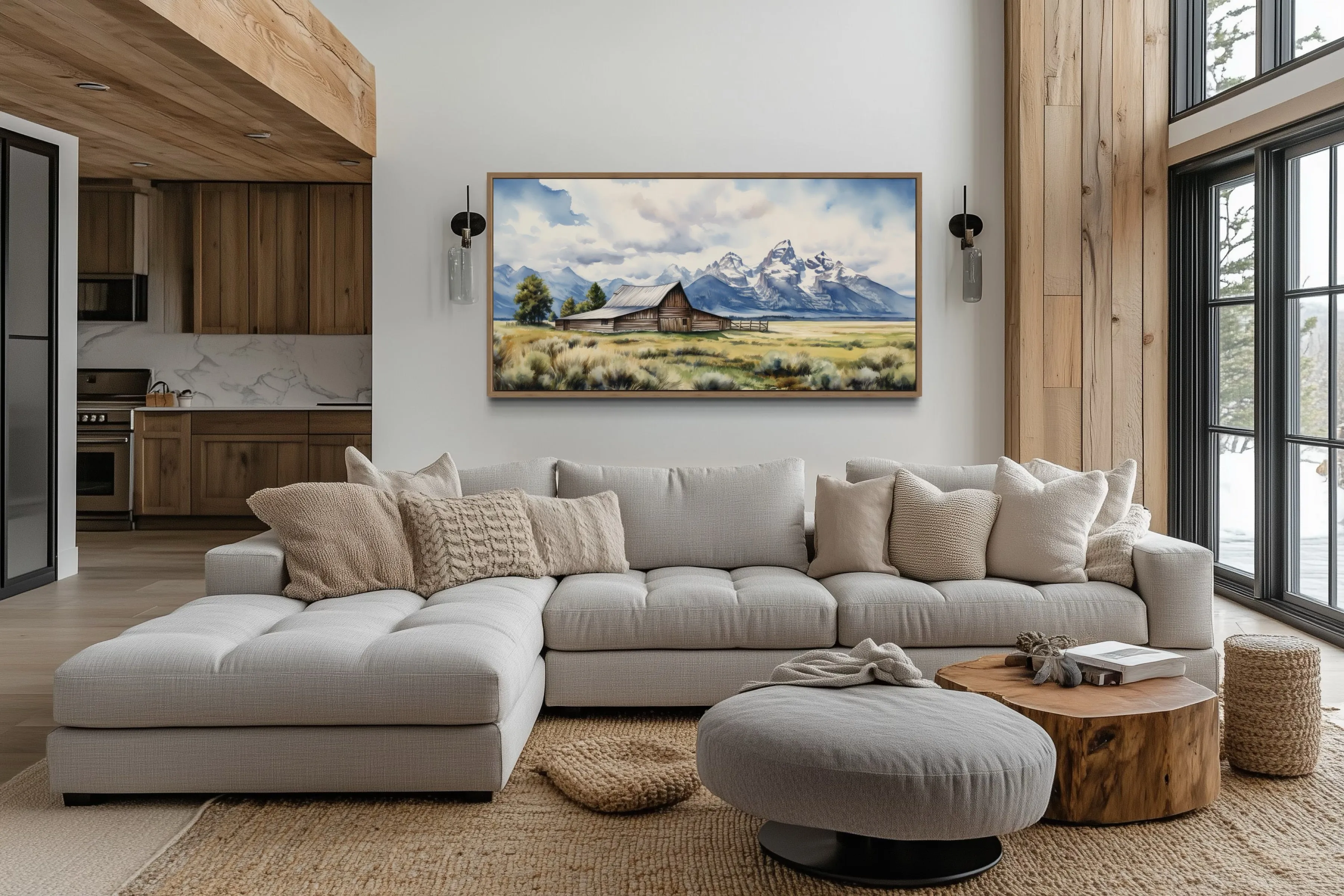 Moulton Barn In Grand Teton National Park Framed Canvas Wall Art