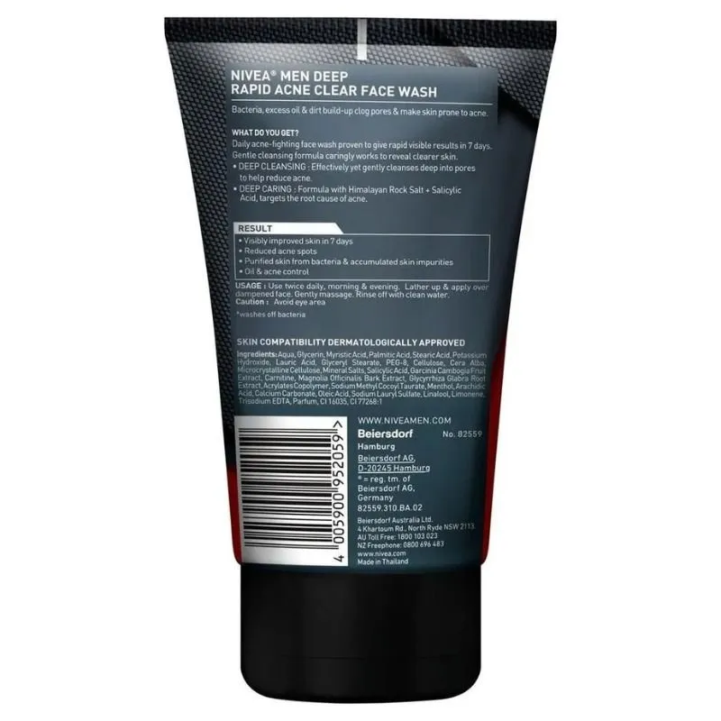 Nivea Men Deep Rapid Acne Clear Face Wash 150mL