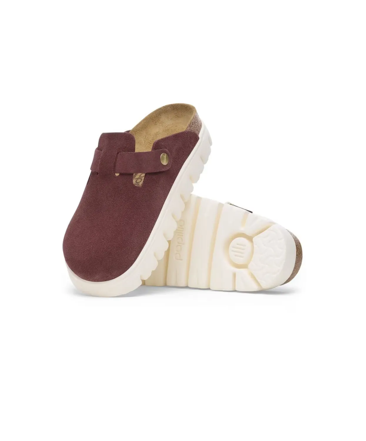 Papillio Boston Chunky Suede Leather Berry Crush Clogs