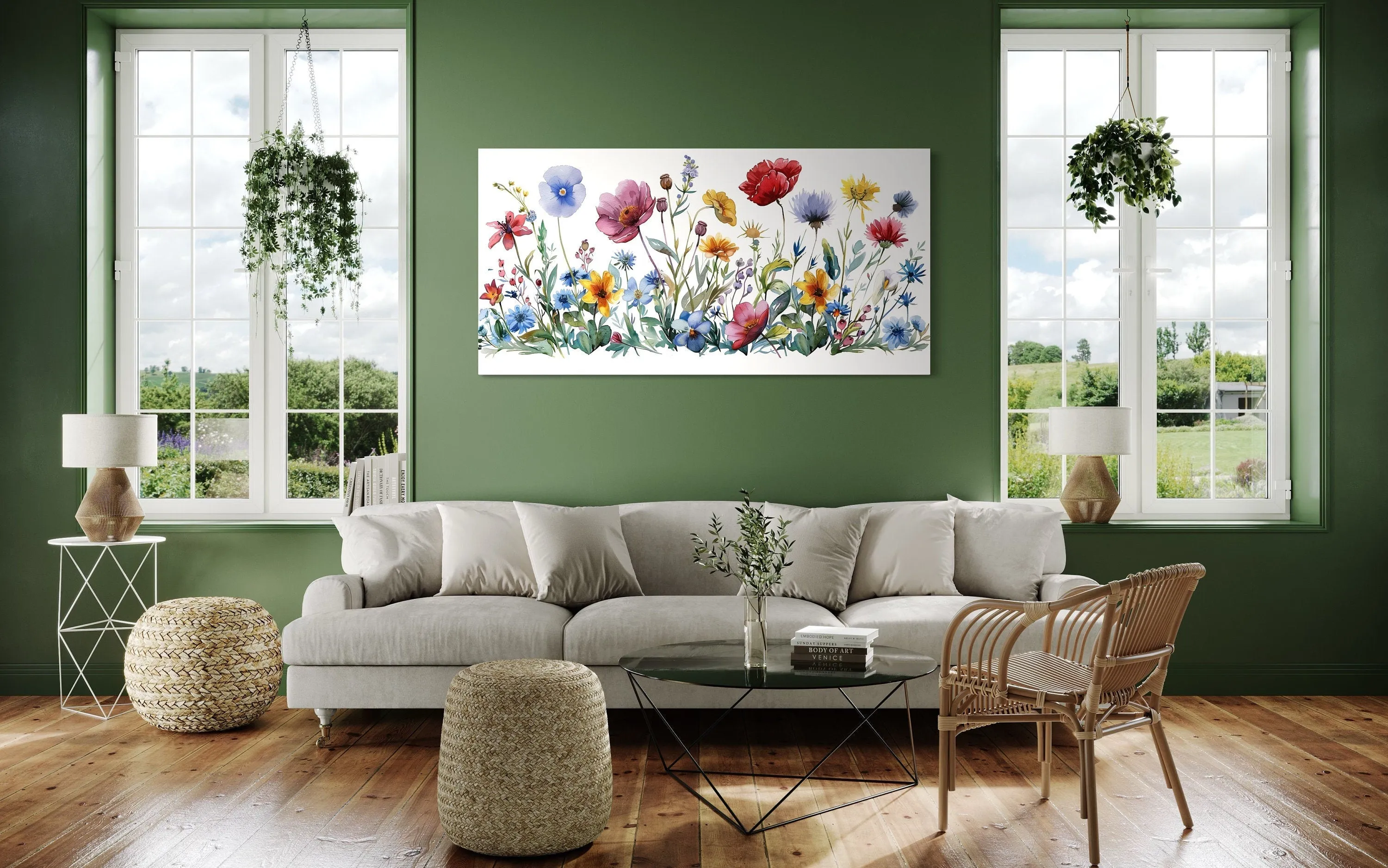 Pretty Wildflowers Simple Watercolor Farmhouse Wall Decor