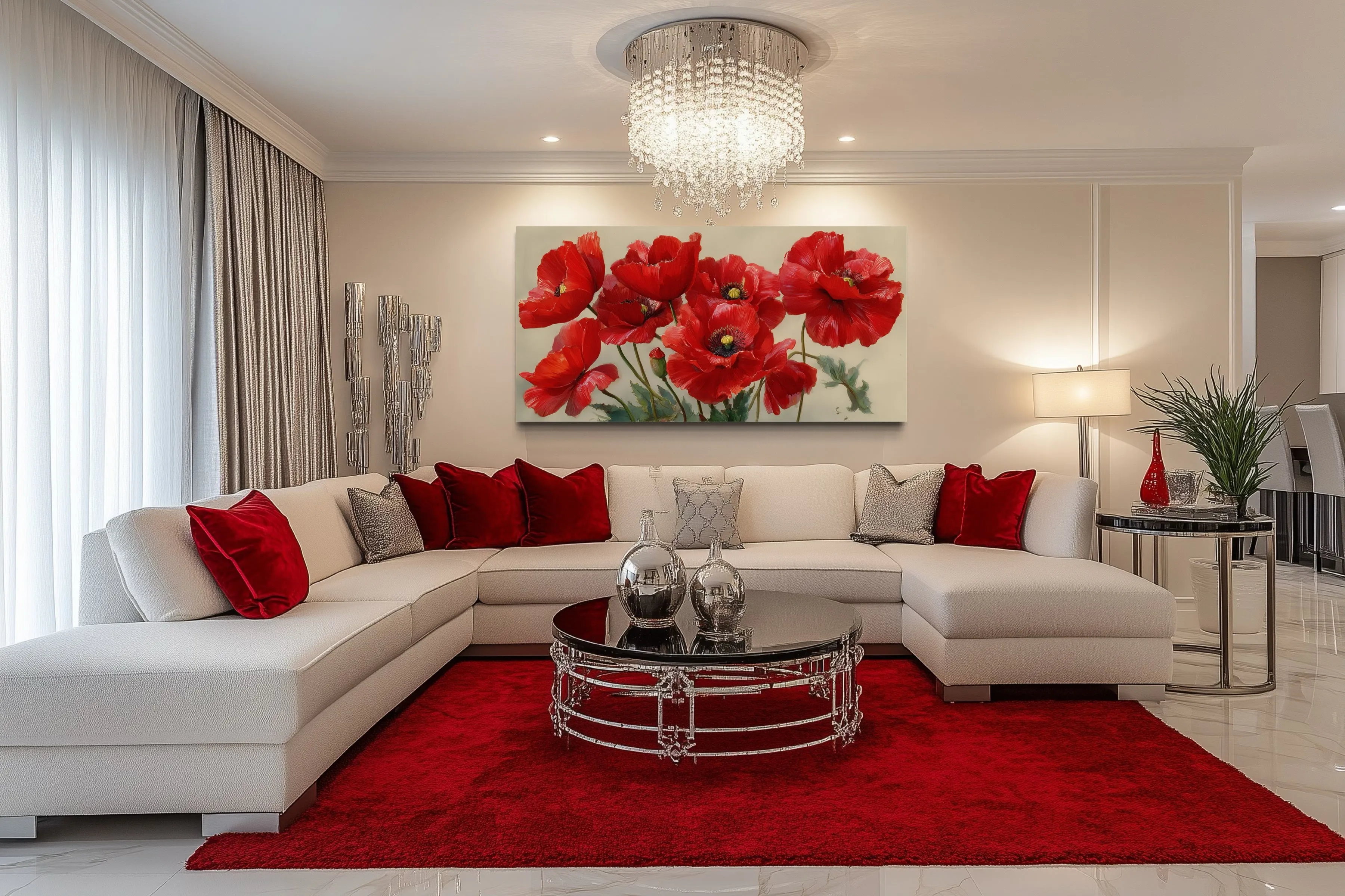 Red Poppies Framed Canvas Wall Art