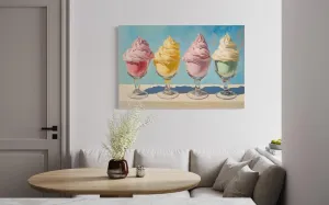 Retro Ice Cream Framed Canvas Wall Art For Kitchen Decor