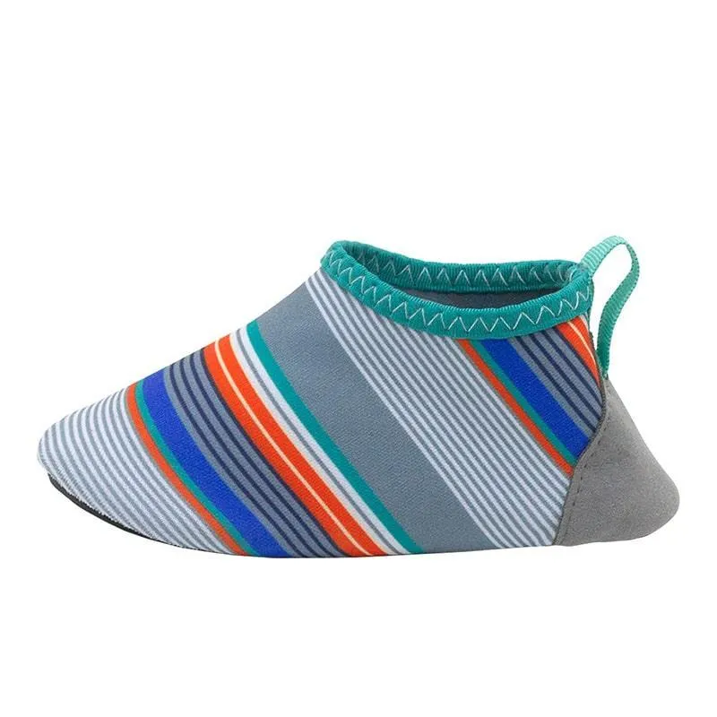 Robeez Summer Stripes Aqua Shoes Grey