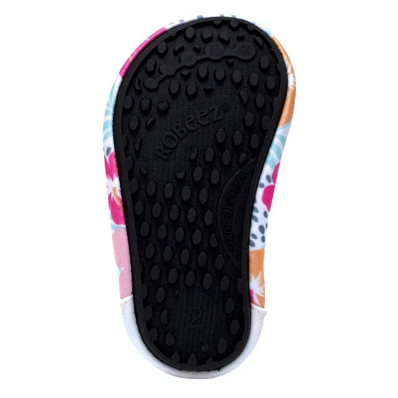 Robeez Tropical Hibiscus Aqua Shoes in White