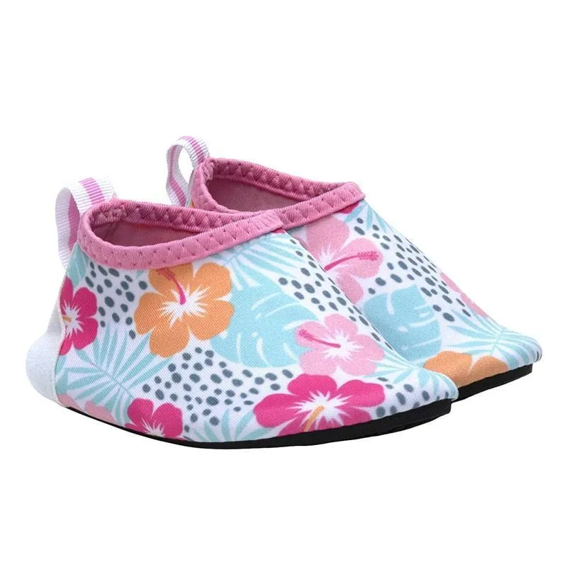 Robeez Tropical Hibiscus Aqua Shoes in White